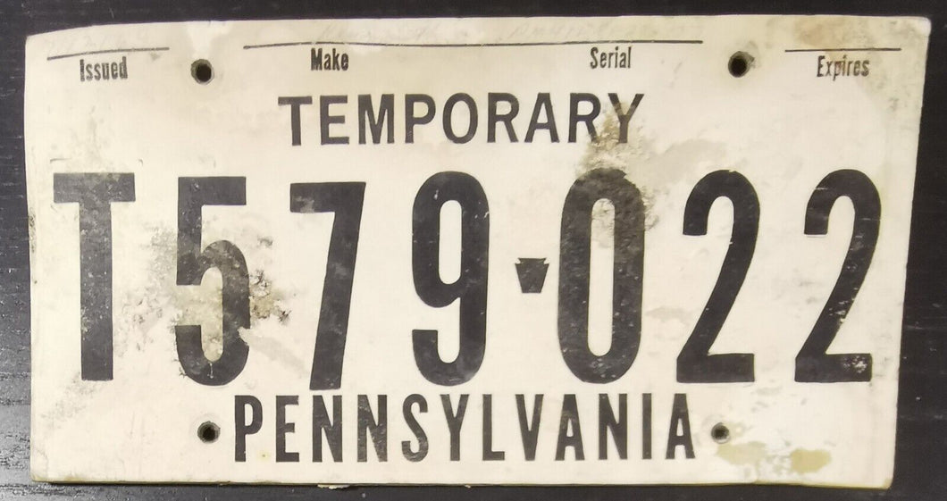 1969 Pennsylvania Temporary License Plate T579-022