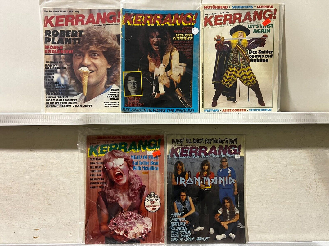 1982-1986 Kerrang! Fortnightly, Lot of 5 Magazines