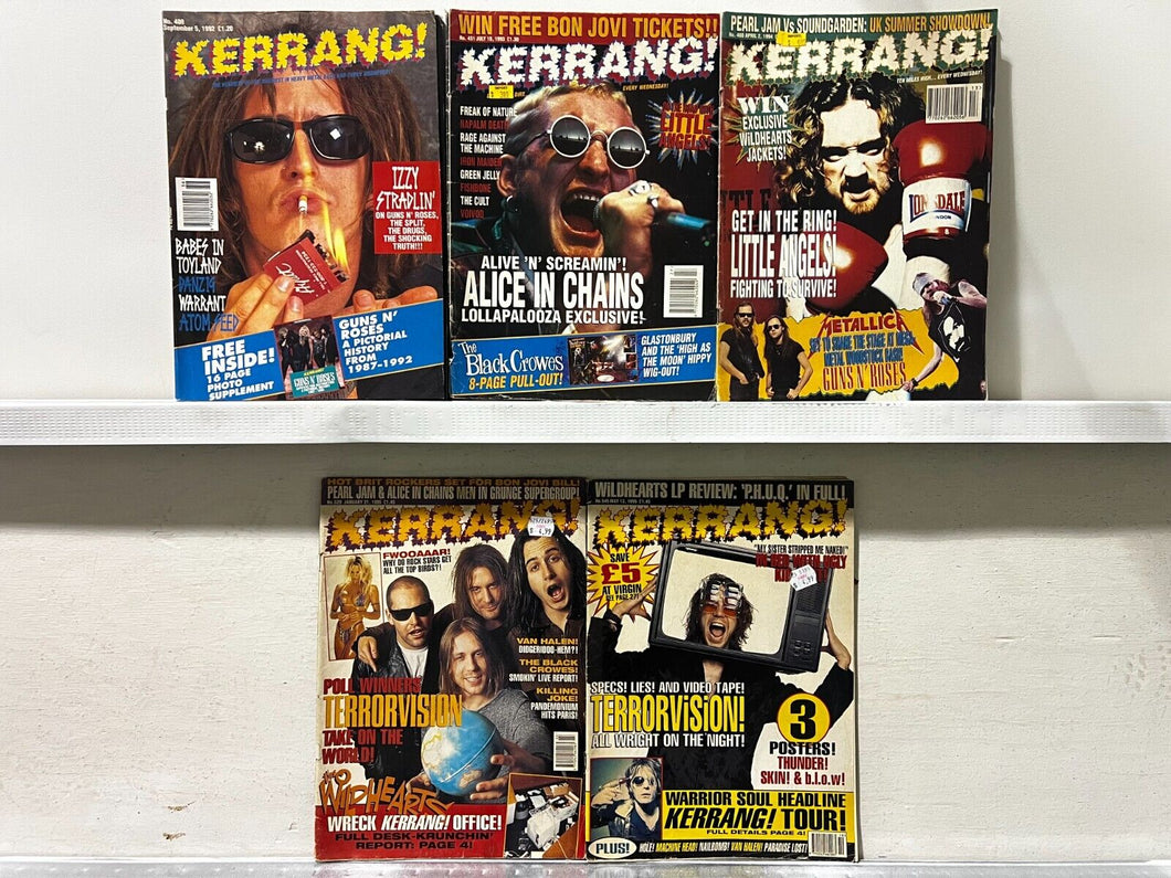 1992-1995 Kerrang! Fortnightly, Lot of 5 Magazines