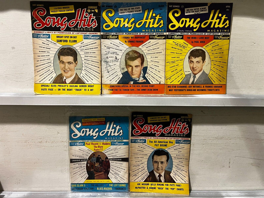 Various 1956-1967 Song Hits Magazines - Lot of 5, VF