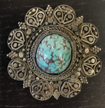 Load image into Gallery viewer, Vintage Israel Sterling Eilat Cabochon Brooch
