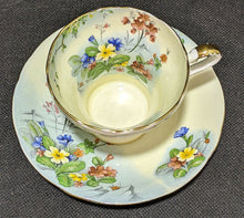 Load image into Gallery viewer, AYNSLEY Fine Bone China Corset Cup &amp; Saucer - Wild Spring Flowers - Cream &amp; Blue
