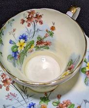 Load image into Gallery viewer, AYNSLEY Fine Bone China Corset Cup &amp; Saucer - Wild Spring Flowers - Cream &amp; Blue
