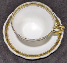 Load image into Gallery viewer, Foley Bone China Tea Cup &amp; Saucer Set -- Gold / Greek Key Border
