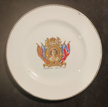 Load image into Gallery viewer, 1953 Queen Elizabeth II Coronation Porcelain Plate and Commemorating Bowl Lot
