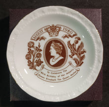 Load image into Gallery viewer, 1980 80th Birthday of H.M. Queen Elizabeth Royal Albert Bone Fine China Dish
