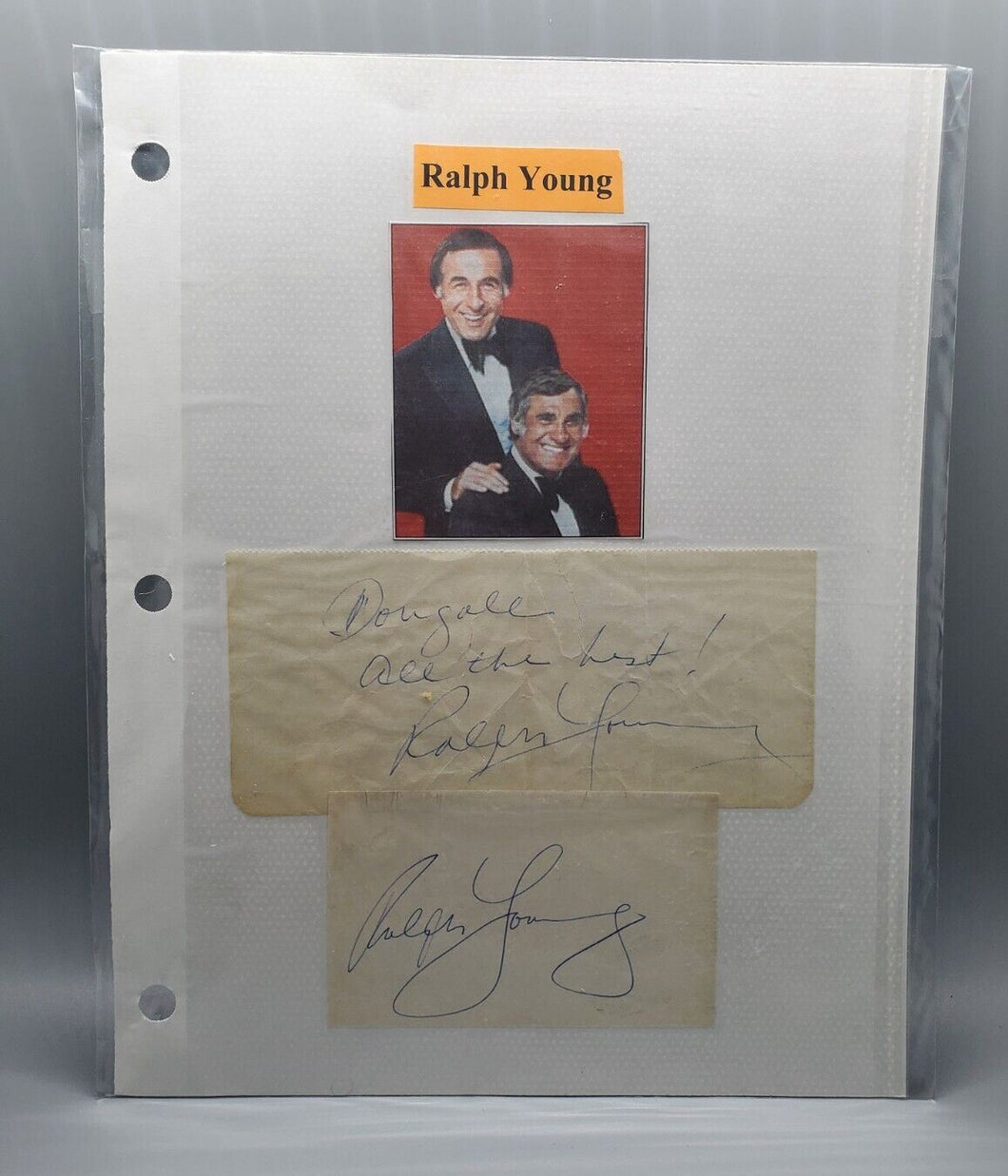 American Singer & Actor Ralph Young Autograph Signed