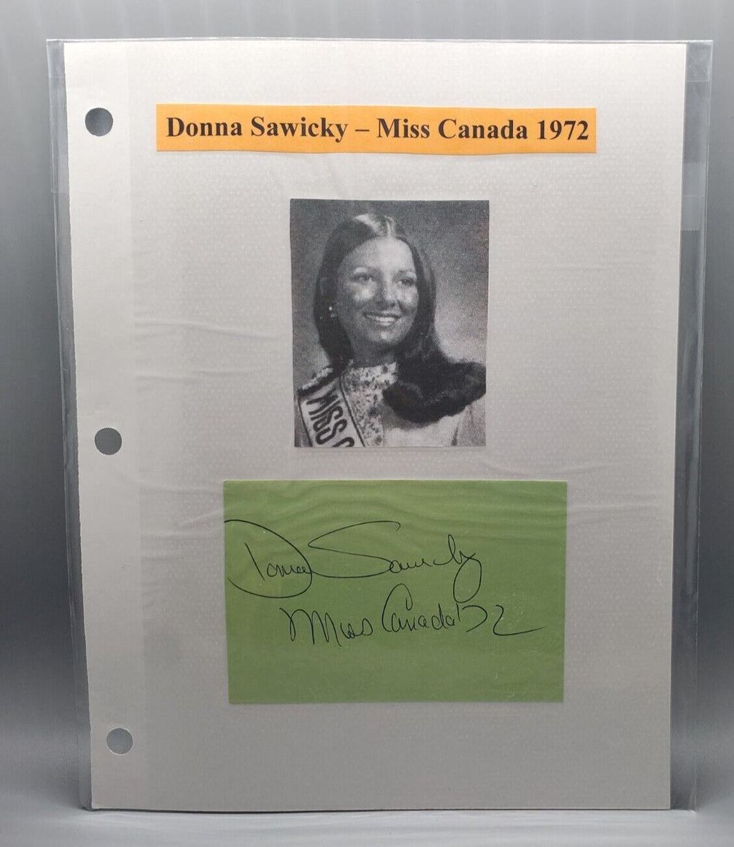 Miss Canada 1972 Donna Sawicky Autograph Signed