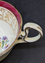 Load image into Gallery viewer, AYNSLEY Bone China Tea Cup &amp; Saucer - Maroon Border, Floral Bowl
