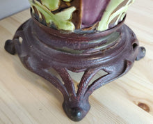 Load image into Gallery viewer, Antique Majolica Vase - Unmarked - on Metal Footings
