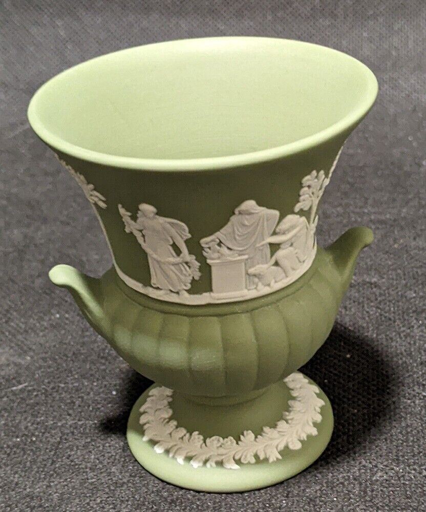 Miniature Wedgwood Green Jasperware Urn