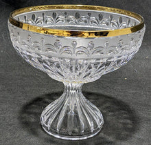 Load image into Gallery viewer, Very Pretty Crystal Pedestal Compote / Candy Dish - Gold Trim
