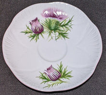 Load image into Gallery viewer, SHELLEY Bone China Saucer - Thistle - Pink Scalloped Border
