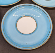 Load image into Gallery viewer, Set of 7 Teal And Gold Leaf Design AYNSLEY Demitasse Bone China Cups &amp; Saucers
