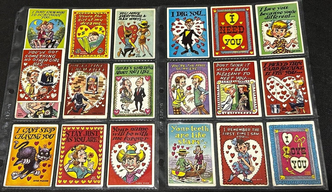 1960 Funny Valentines lot of 18 cards, EX+ condition