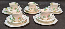 Load image into Gallery viewer, 1935 PARAGON Bone China Dessert Set For 5 - Green &amp; Pink Flowers
