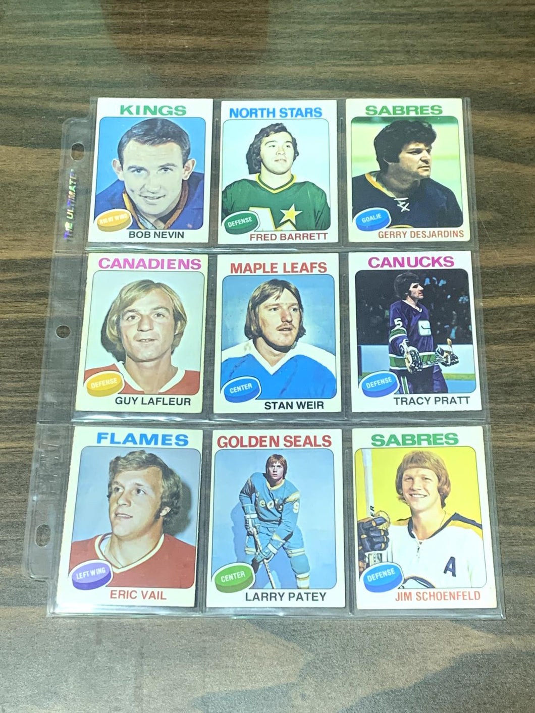 Sheet of 9, 1975-76 O-Pee-Chee Hockey Cards #123-138, VG+