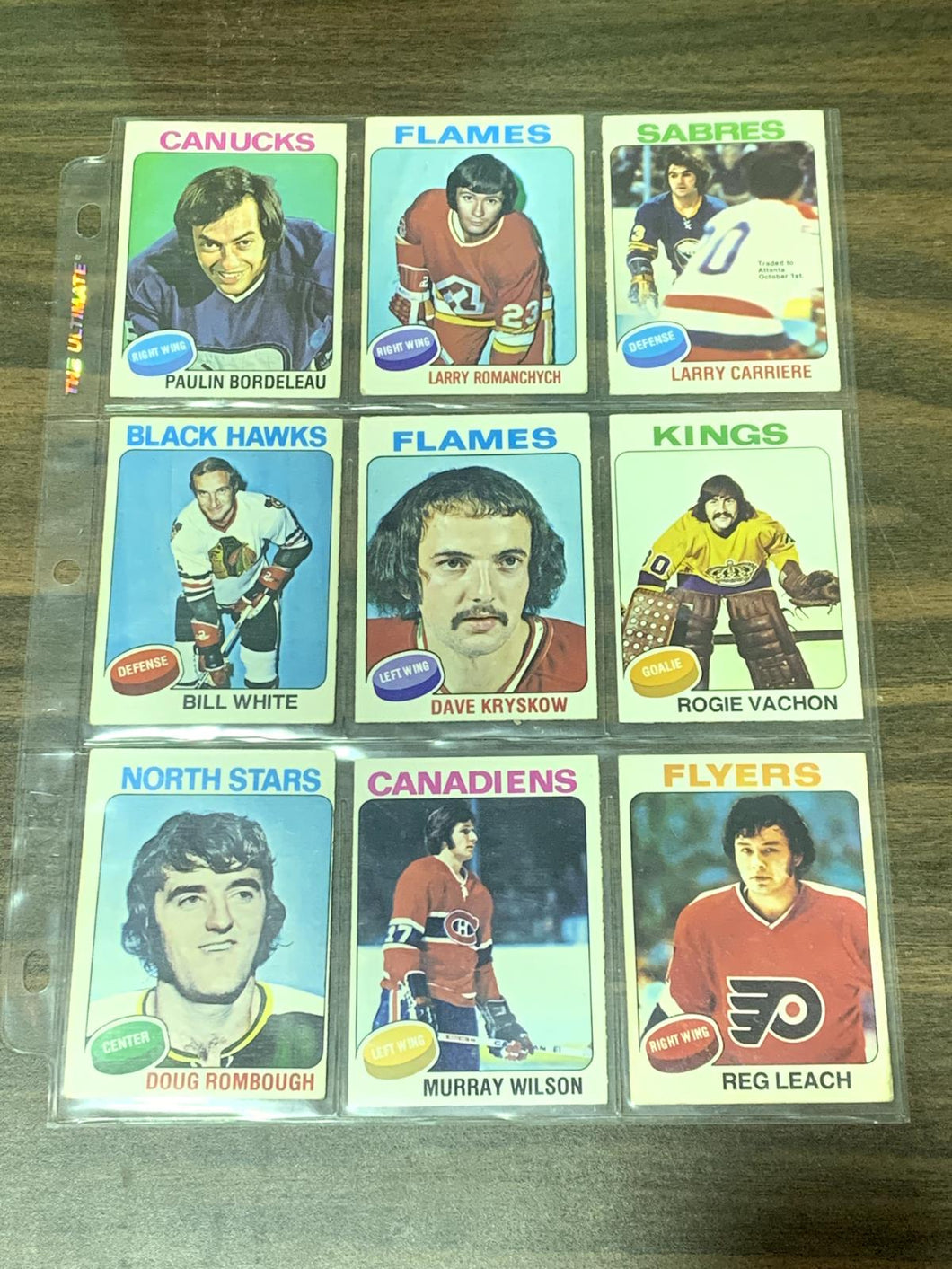 Sheet of 9, 1975-76 O-Pee-Chee Hockey Cards #151-166, VG+