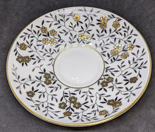 Load image into Gallery viewer, Coalport Fine Bone China Tea Cup &amp; Saucer - Gold Flower, Black Leaves
