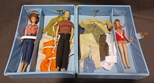 Load image into Gallery viewer, 1964 Double Barbie and Skipper Doll Case with Barbie, Ken and  Skipper Doll Lot
