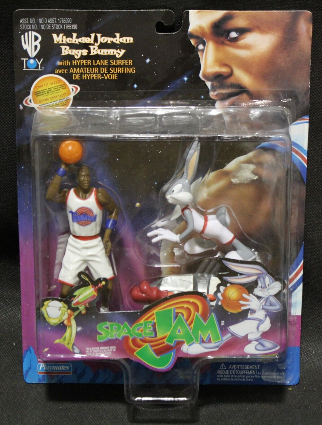 1996 Space Jam Michael Jordan / Bugs Bunny Figures MOC, Canadian EN/FR Package