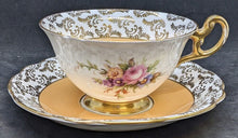 Load image into Gallery viewer, FOLEY Bone China Teacup &amp; Saucer - Orange, Gold &amp; Floral Bouquet
