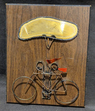 Load image into Gallery viewer, 1970&#39;s Wall Plaque - Metal Bicycle Under a Cloud - Not Signed
