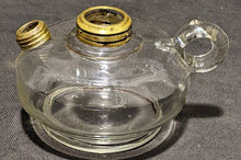 Load image into Gallery viewer, Vintage Clear Glass Oil Lamp Base With Brass Fittings
