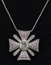 Load image into Gallery viewer, Sterling Silver Pave Set CZ Stylized Pendant / Necklace - 17&quot;
