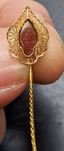 Load image into Gallery viewer, 9 Kt Yellow Gold, Sandstone Accented Hat / Scarf Pin
