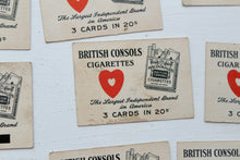 Load image into Gallery viewer, Lot of 1930&#39;s British Consols or Brier Tobacco Cards w/ Heart Backs
