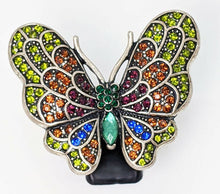 Load image into Gallery viewer, Silver Tone Large Colourful Butterfly Fashion Ring - Size 5 1/4
