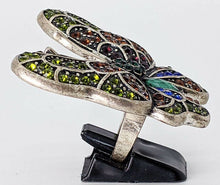 Load image into Gallery viewer, Silver Tone Large Colourful Butterfly Fashion Ring - Size 5 1/4
