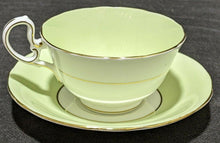 Load image into Gallery viewer, AYNSLEY Fine Bone China Cup &amp; Saucer -- Soft Green, Gold Trim, Bouquet In Bowl
