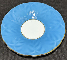 Load image into Gallery viewer, AYNSLEY Fine Bone China Cup &amp; Saucer - Bright Blue With Grey Flower Detail
