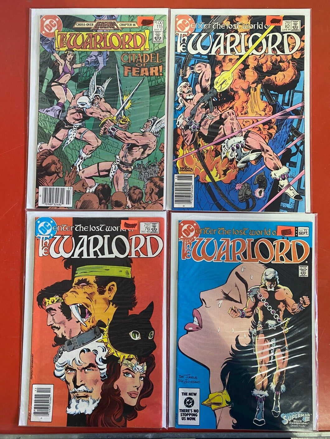 DC comics enter the lost world of The WARLORD Issue #73, #76, #82, #115.