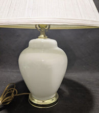 Load image into Gallery viewer, Milk Glass Table Lamp, Chrome Tone Base -- Working!
