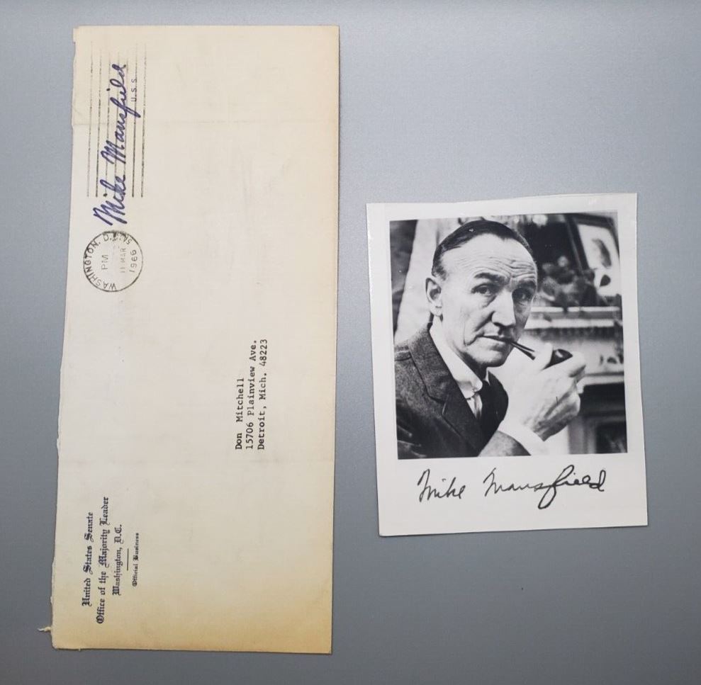 Autograph Office of Majority Leader Mike Mansfield Signed with envelope