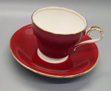 Load image into Gallery viewer, Bright Red &amp; Gold AYNSLEY Bone China Demitasse Cup &amp; Saucer
