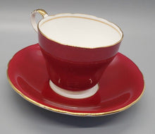 Load image into Gallery viewer, Bright Red &amp; Gold AYNSLEY Bone China Demitasse Cup &amp; Saucer
