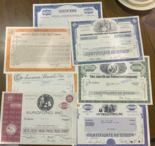 Load image into Gallery viewer, 7 Rare Stock Share Certificates of Different Companies Lot #8
