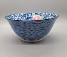 Load image into Gallery viewer, Beautiful Blue Rose Motif Serving Bowl - Maker Unknown
