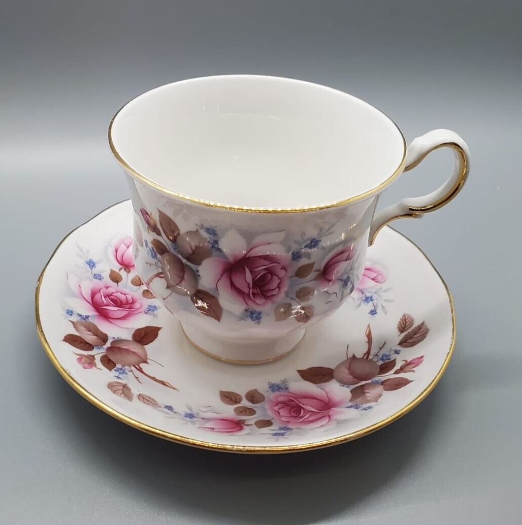 Queen Anne Bone China Tea Cup & Saucer - Rose Border