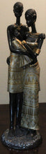 Load image into Gallery viewer, Decorative Resin African Family Sculpture with Gold Trim Garments, 12&quot;
