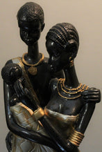 Load image into Gallery viewer, Decorative Resin African Family Sculpture with Gold Trim Garments, 12&quot;
