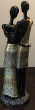 Load image into Gallery viewer, Decorative Resin African Family Sculpture with Gold Trim Garments, 12&quot;
