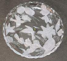 Load image into Gallery viewer, Large Round Glass Platter / Serving Dish - 13&quot; - Hummingbird &amp; Flowers
