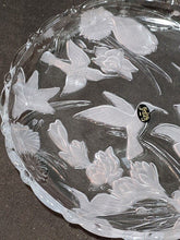 Load image into Gallery viewer, Large Round Glass Platter / Serving Dish - 13&quot; - Hummingbird &amp; Flowers
