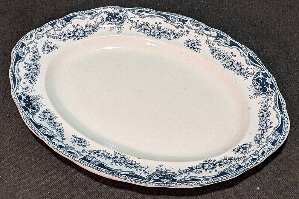 Late 1800's Green Transferware Platter by Defiance - 16 1/2