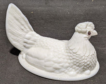 Load image into Gallery viewer, Milk Glass Butter Dish Topper - Chicken Design - With Eye Beads
